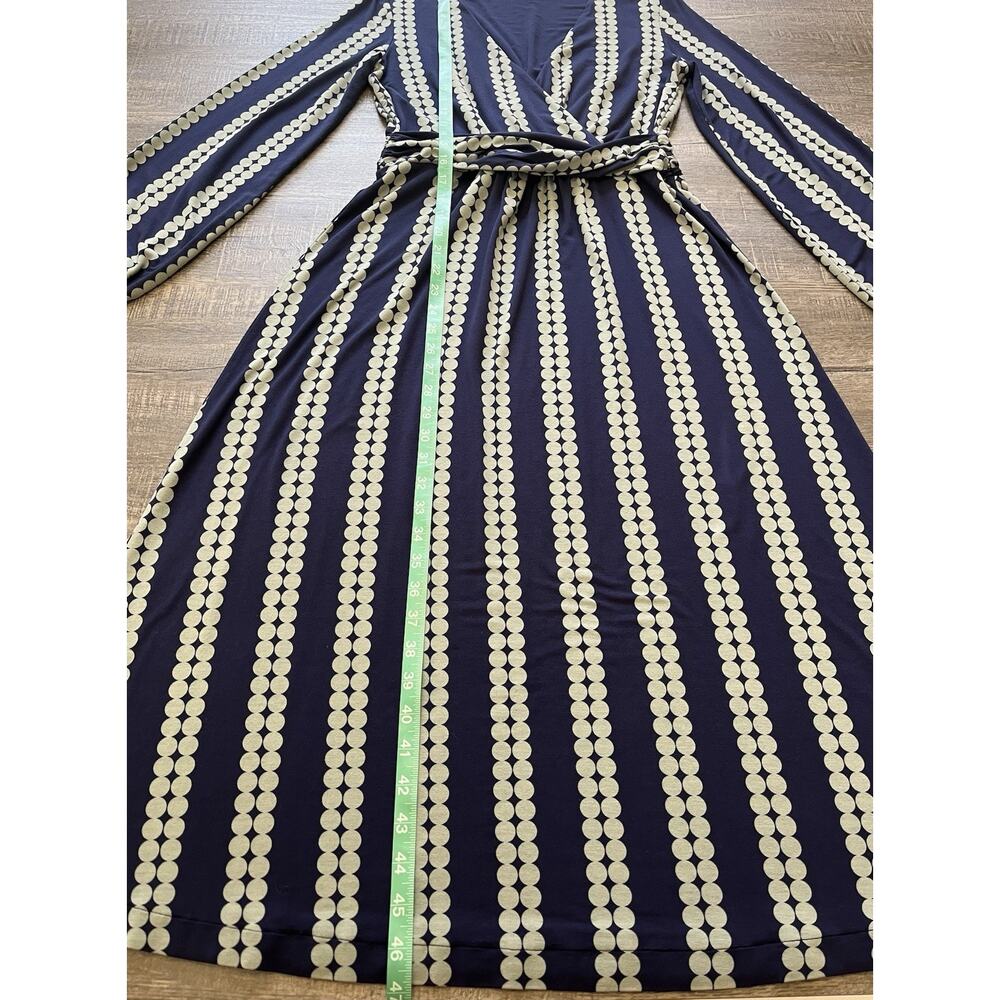 Boden Hayden Jersey Midi Dress Navy Blue Gray Stripe Dot Print Size US 8 - Picture 11 of 12
